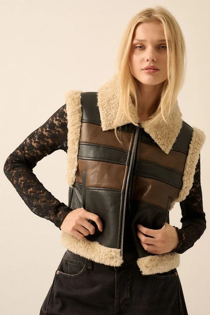 Fashionable Brown Shearling Vest for Women