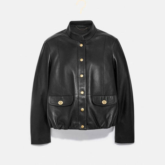  Women's Black RAF Sheepskin Shearling Leather Bomber Jacket