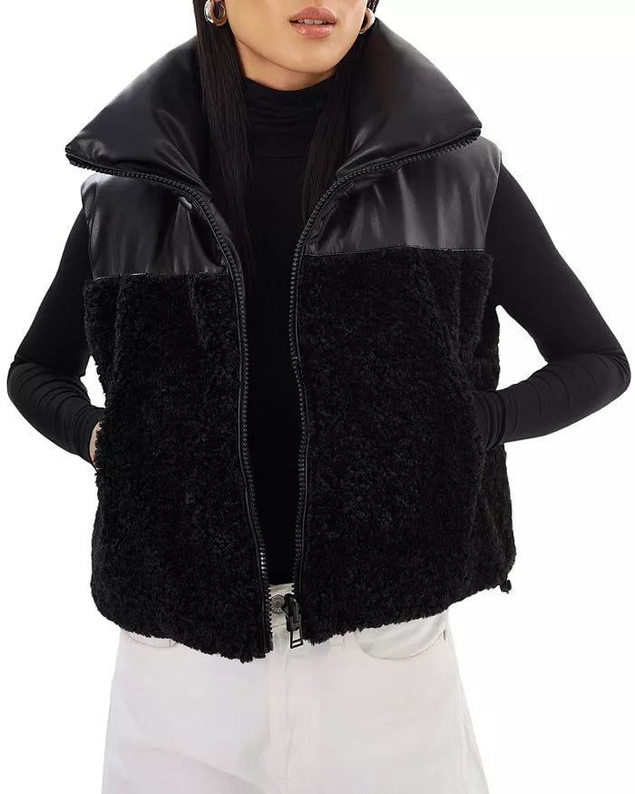 Faux Leather Sherpa Vest for Women