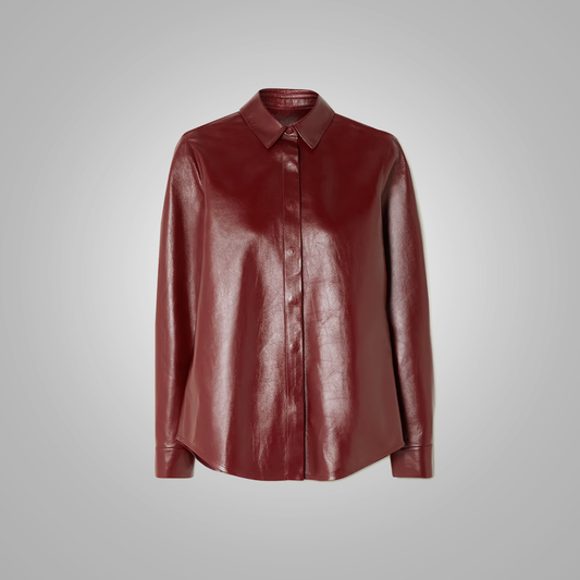 Women's Buttery Soft Red Leather Shirt - Bold & Luxurious