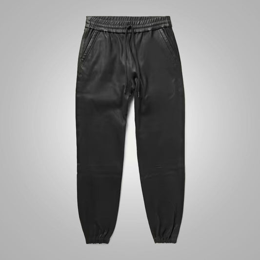 Men's New Style Black Sheepskin Leather Pant