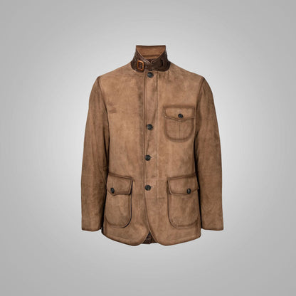 Men's Brown Suede Leather Blazer