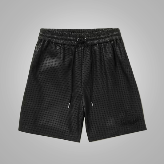 Contemporary Black Men's Leather Shorts - Modern Elegance