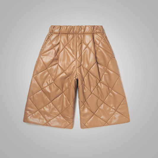  Contemporary Camel Men's Leather Shorts - Urban Elegance