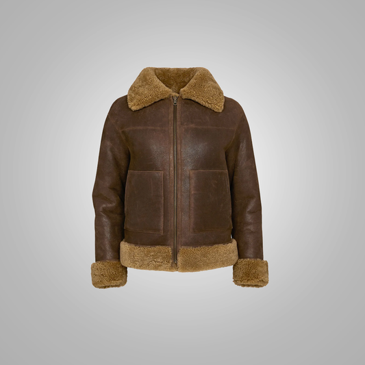 Women's B3 Flight Leather Bomber Aviator Jacket