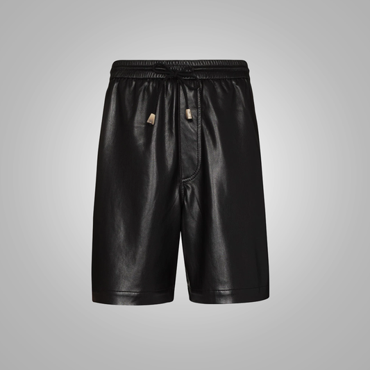 Modern Black Men's Lambskin Leather Shorts - Luxury Comfort