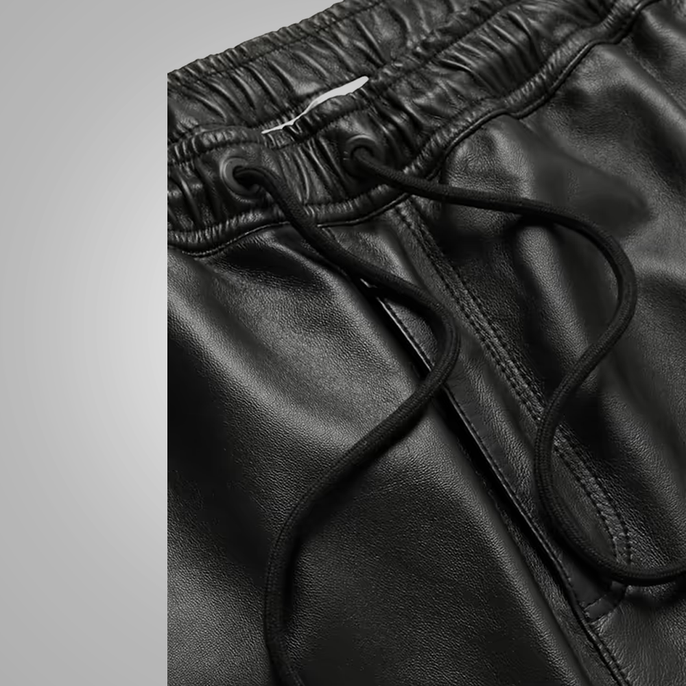 Men's Black Sheepskin Leather Biker Pants