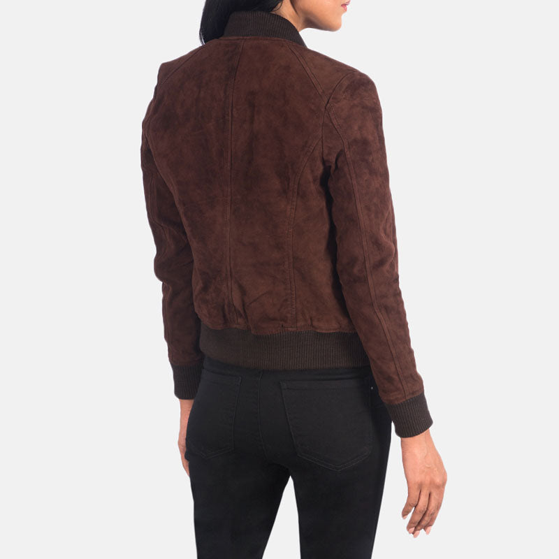 Bliss Brown Suede Bomber Jacket