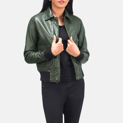 Westa A-2 Green Leather Bomber Jacket