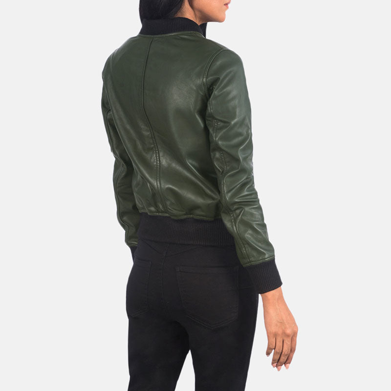 Ava MA-1 Green Leather Flight Bomber Jacket