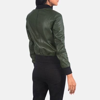 Ava MA-1 Green Leather Flight Bomber Jacket