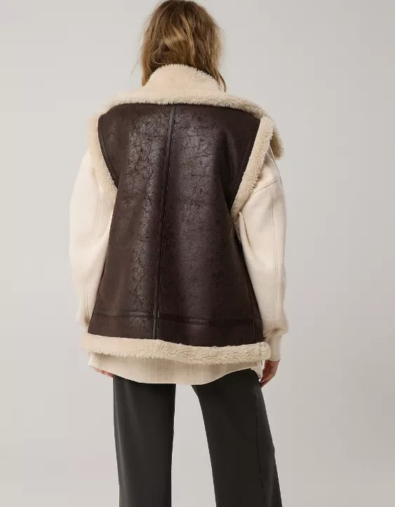 Chic Brown Shearling Vest for Women