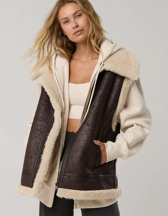 Chic Brown Shearling Vest for Women