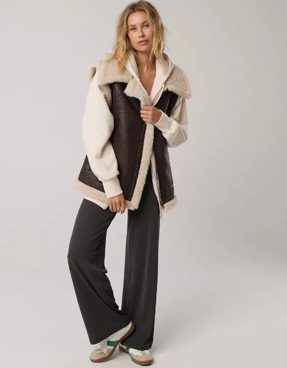 Chic Brown Shearling Vest for Women