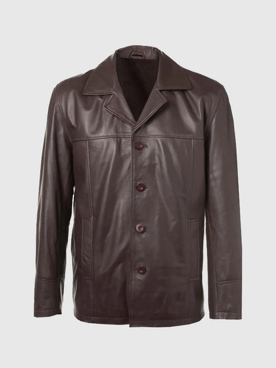 Men’s Elegant Brown Leather Blazer