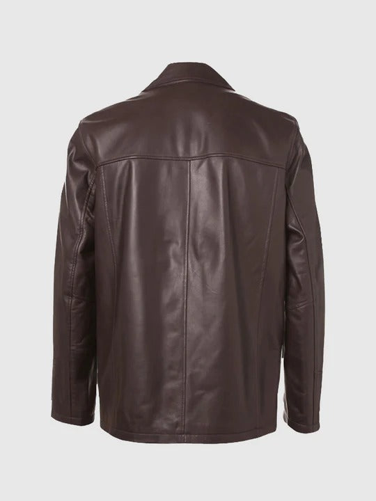 Men’s Elegant Brown Leather Blazer