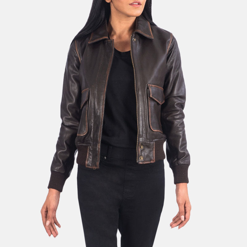 Westa A-2 Brown Leather Bomber Jacket