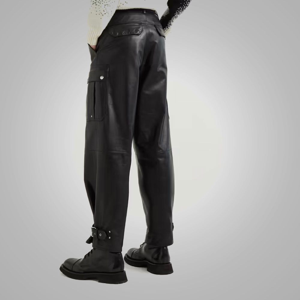 Men's New Real Black Fashion Leather Pants