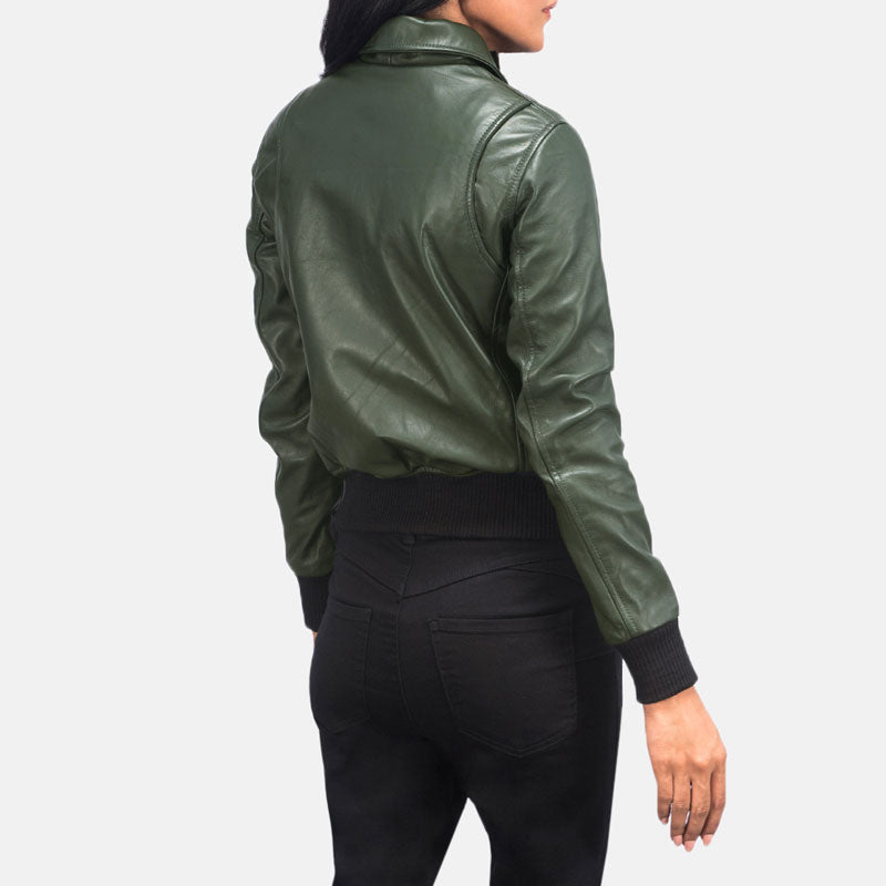 Westa A-2 Green Leather Bomber Jacket