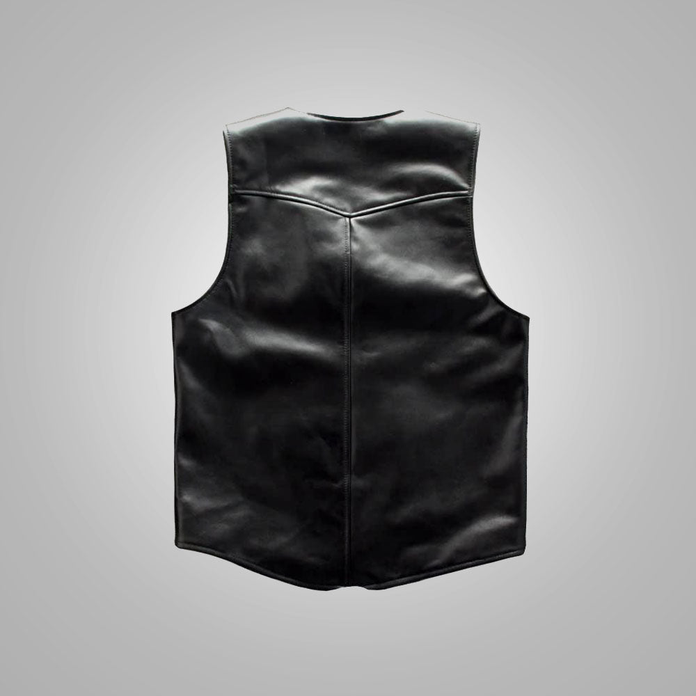 Men's Black Sheepskin Cowboy Leather Vest