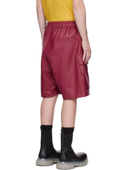 Men’s Burgundy Leather Shorts with Elasticized Waistband