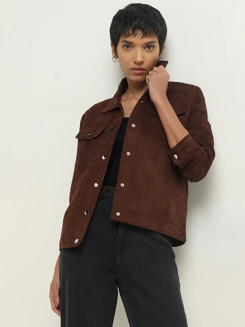 Brown Suede Leather Jacket