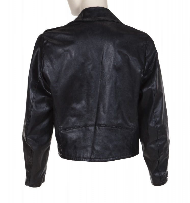 Classic Olivia Newton-John Black Leather Jacket from "Grease"