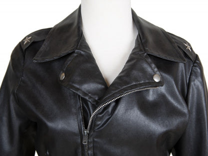 Classic Olivia Newton-John Black Leather Jacket from "Grease"