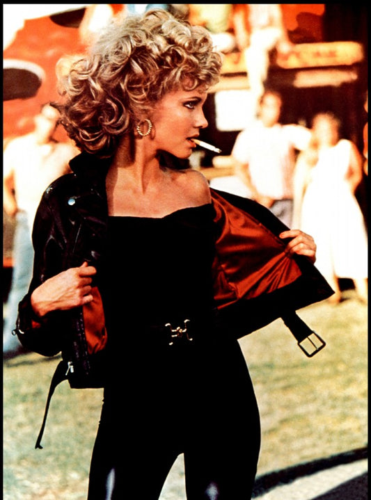 Classic Olivia Newton-John Black Leather Jacket from "Grease"