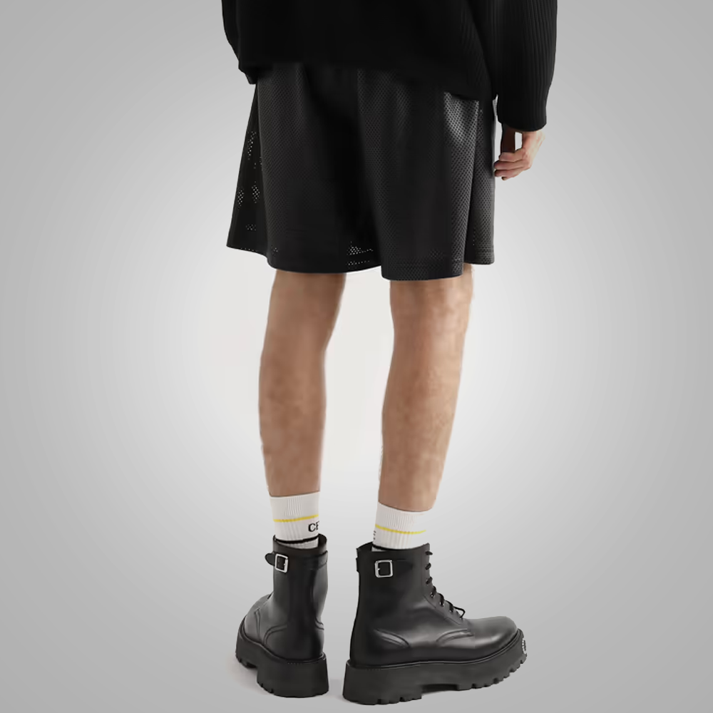 Contemporary Black Men's Leather Shorts - Modern Elegance