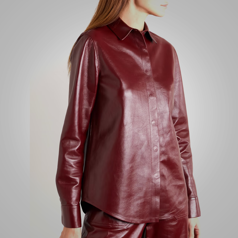 Women's Buttery Soft Red Leather Shirt - Bold & Luxurious