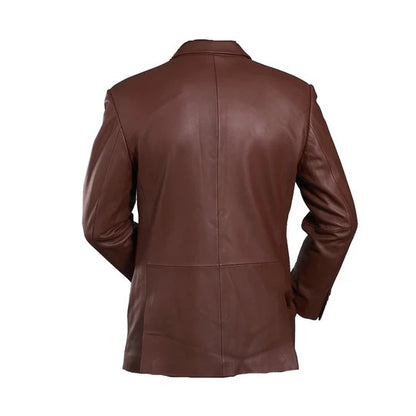 Men’s Elegant Brown Leather Blazer