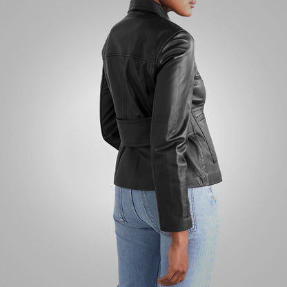 Women's Buttery Soft Black Leather Shirt - Smooth & Simple Elegance