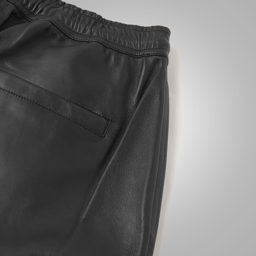 Men's Black Sheepskin Leather Biker Pants