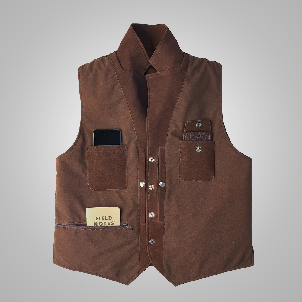 Men's Brown Multi-Pocket Utility Leather Vest