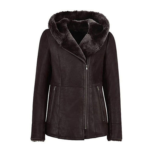 Women's Hooded Fur Shearling Long Jacket