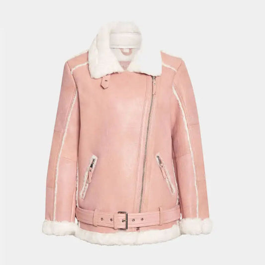 Women's Rose Blossom Shearling Leather Jacket