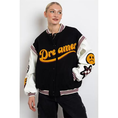 Women's Black and White Varsity Jacket