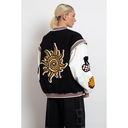 Women's Black and White Varsity Jacket