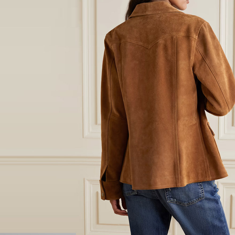 Women's Brown Buttery Soft Suede Leather Shirt - Elegant & Comfortable