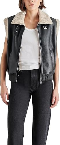 Chic Black Shearling Leather Vest for Women