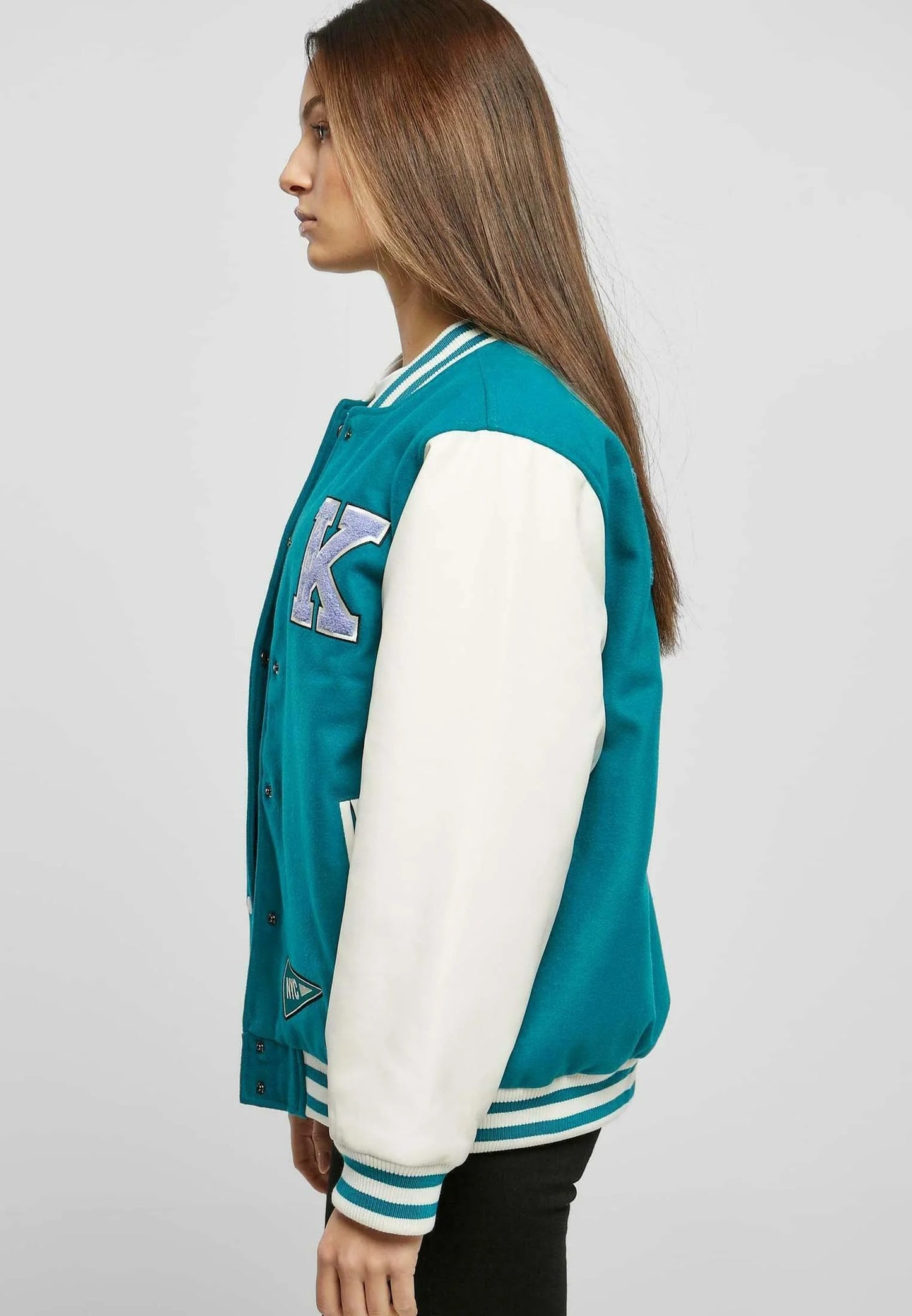 Women's Sea Green and White Varsity Jacket