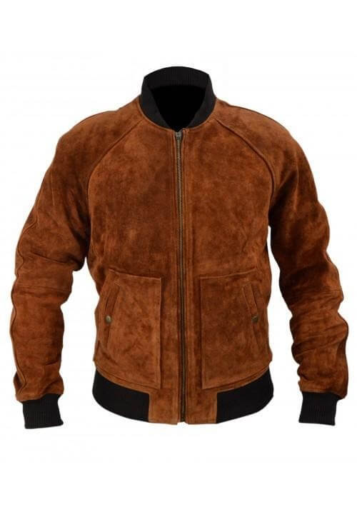  Aloha Premiere Bradley Cooper Brown Bomber Suede Leather Jacket