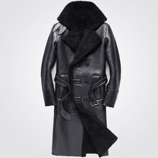 Men's Authentic Double-Breasted Sheepskin Trench Coat