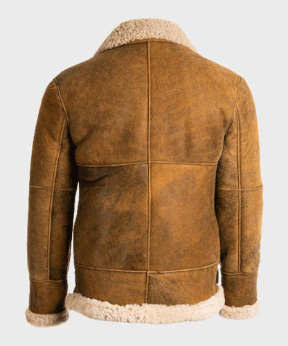 Classic Aviator Mens Brown Sheepskin Shearling B3 Leather Jacket