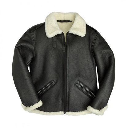 Men's Black Shearling B-6 Bomber Jacket