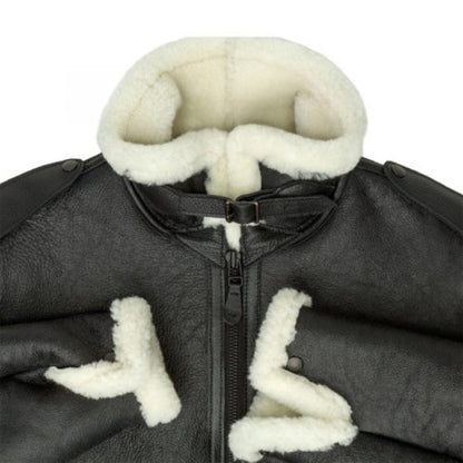 Men's Black Shearling B-6 Bomber Jacket