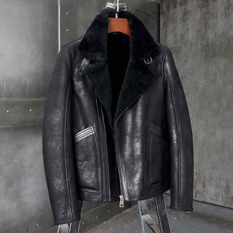  Classic B3 Bomber Shearling Motorcycle Leather Jacket