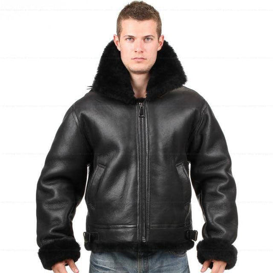  Classic B3 Fur Bomber Shearling Leather Pilot Aviation Jacket