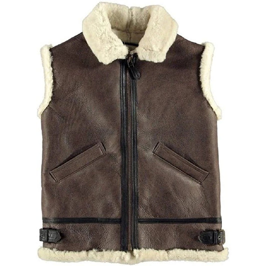 Men’s Brown Leather Shearling Vest